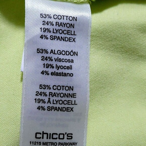 Chicos Jacket Sateen Pale Soft Lime Button Front Mandarin Collar - Picture 9 of 12